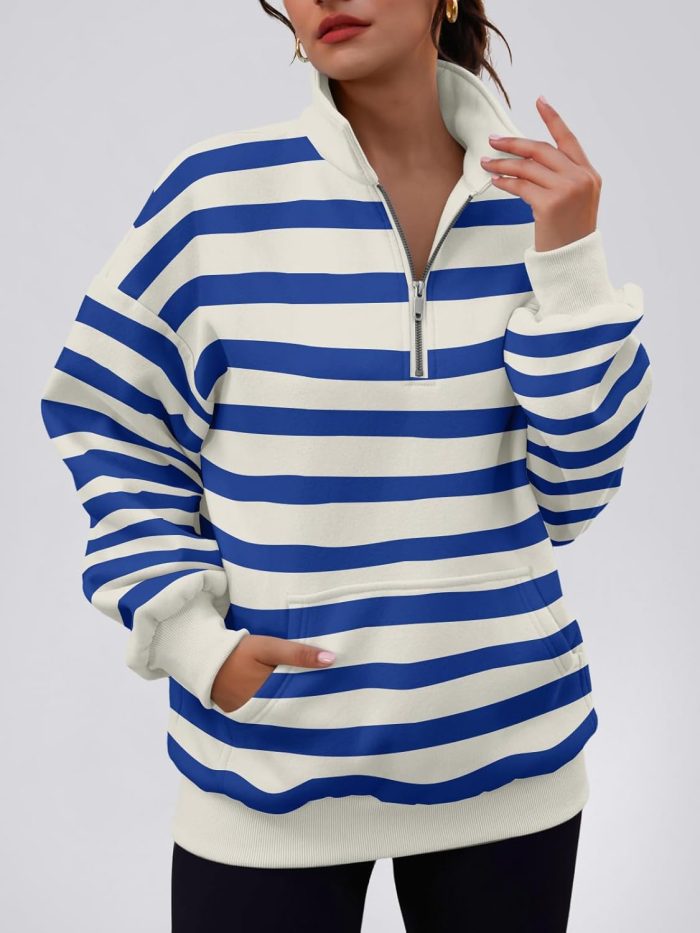 Womens Zip Up Hoodies Oversized Sweatshirts Preppy Clothes Fall Teen Girls Outfits Fashion Crewneck Pullover - Image 2