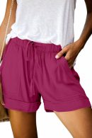 Womens Casual Shorts Comfy Elastic Waist Drawstring Pocket Shorts Pants