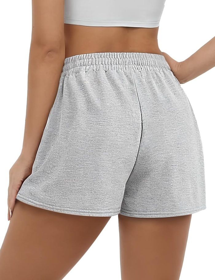 Womens Sweat Shorts, Summer Lounge Cotton Drawstring Shorts with Pockets Athletic Running Active Elastic Shorts 2024 - Image 2