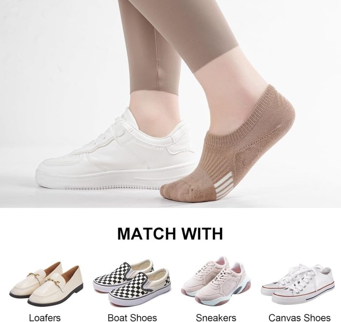 No Show Socks Womens Cushioned Low Cut Athletic Hidden Liner for Sneakers Ankle Invisible Running Socks 4/6 Pairs - Image 2