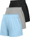 3 Pack Women's Athletic Shorts, Summer High Waist Lounge Pajama Shorts Casual Soft Elastic Sweat Shorts with Pockets