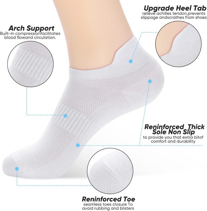 Ankle Socks Womens and Men Thin Athletic Running Low Cut No Show Socks With Heel Tab 6/10-Pairs - Image 2