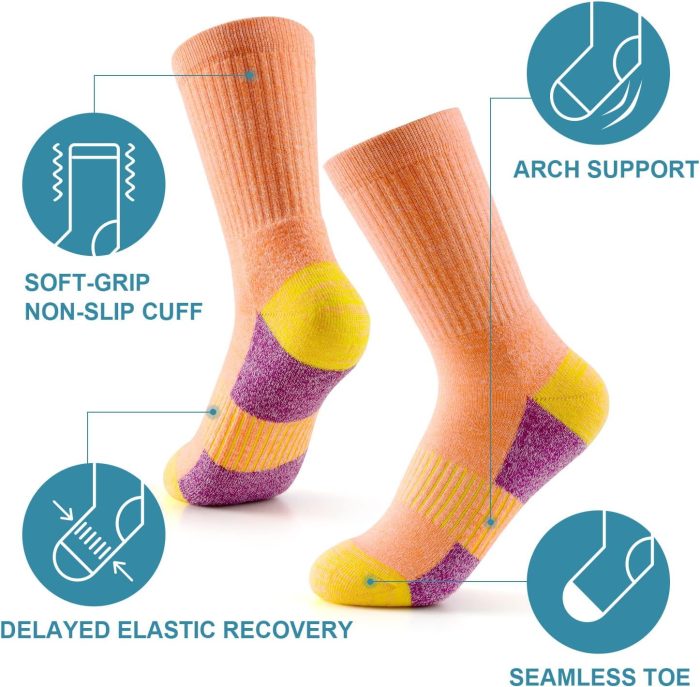 Women Socks Hiking Running Thick  Crew Socks 5-Pair - Image 2