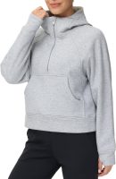 Womens' Hoodies Half Zip Long Sleeve Fleece Crop Pullover Sweatshirts with Pockets Thumb Hole