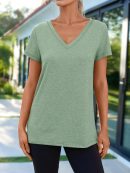 T Shirts Short Sleeve V Neck Tees Tops for Women Fashion Trendy Lightweight Soft Casual Summer Outfits Clothes 2025