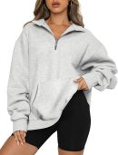 Womens Zip Up Hoodies Oversized Sweatshirts Preppy Clothes Fall Teen Girls Outfits Fashion Crewneck Pullover