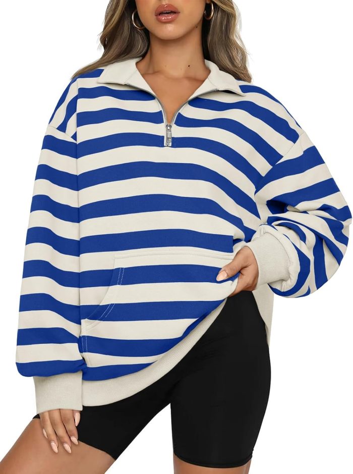 Womens Zip Up Hoodies Oversized Sweatshirts Preppy Clothes Fall Teen Girls Outfits Fashion Crewneck Pullover