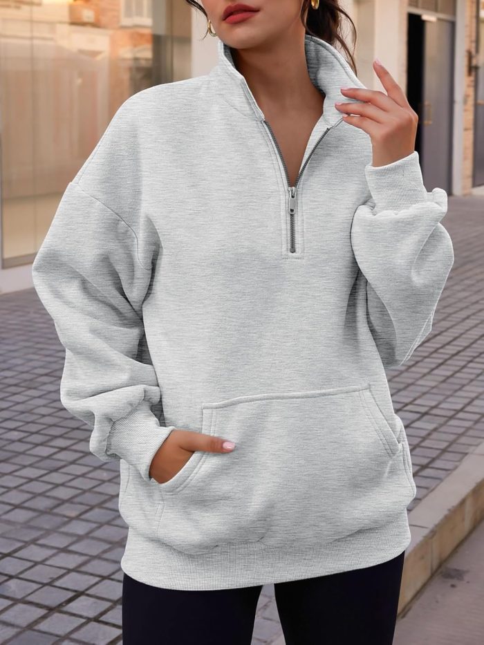 Womens Zip Up Hoodies Oversized Sweatshirts Preppy Clothes Fall Teen Girls Outfits Fashion Crewneck Pullover - Image 2