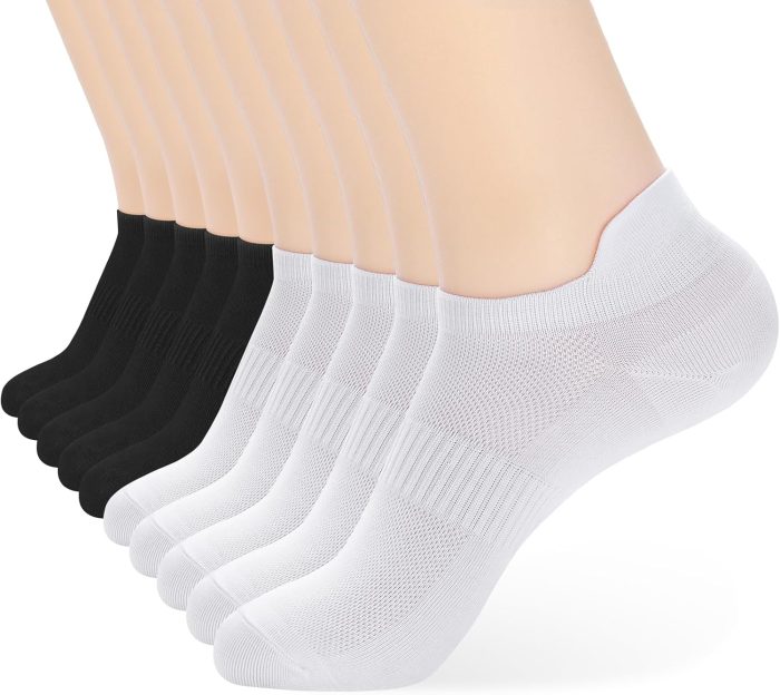 Ankle Socks Womens and Men Thin Athletic Running Low Cut No Show Socks With Heel Tab 6/10-Pairs