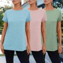 Womens 3 Pack T-Shirts Short Sleeve Summer Tops Fashion Basic Tees Comfy Casual Vacation Outfits Workout Clothes 2025