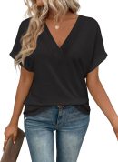 T Shirts Short Sleeve V Neck Tees Womens Tops Beach Vacation Fashion Clothes 2025 Casual Summer Spring Outfits