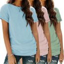 Womens 3 Pack T-Shirts Short Sleeve Summer Tops Fashion Basic Tees Comfy Casual Vacation Outfits Workout Clothes 2025