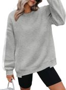 Womens Sweatshirt Long Sleeve Color Block Fleece Hoodies Fall Casual Crewneck Pullover Tunic Tops 2024