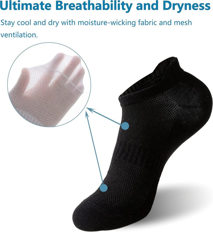 Ankle Socks for Women, Running Athletic Low Cut Tab Socks Sports No Show Socks 6-Pairs - Image 2