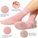 Pilates Socks for Women with Non Slip Grippers, Yoga Crew Socks for  Sticky Slipper Socks 4 Pairs