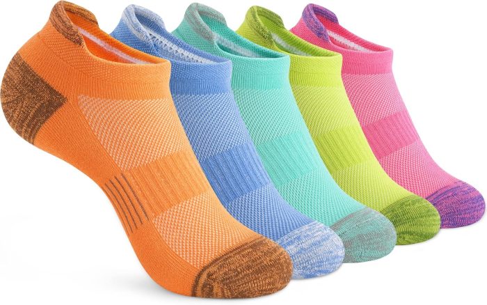 Ankle Socks Womens Running Athletic No Show Socks Cushioned 5-Pairs