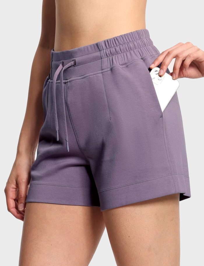 Women's Drawstring Sweat Shorts High Waisted Summer Workout Lounge Shorts with Pockets - Image 2
