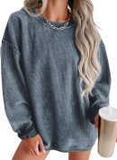 Women's Casual Corduroy Sweatshirts 2024 - Comfortable Long Sleeve Crewneck Pullovers for Fall and Winter
